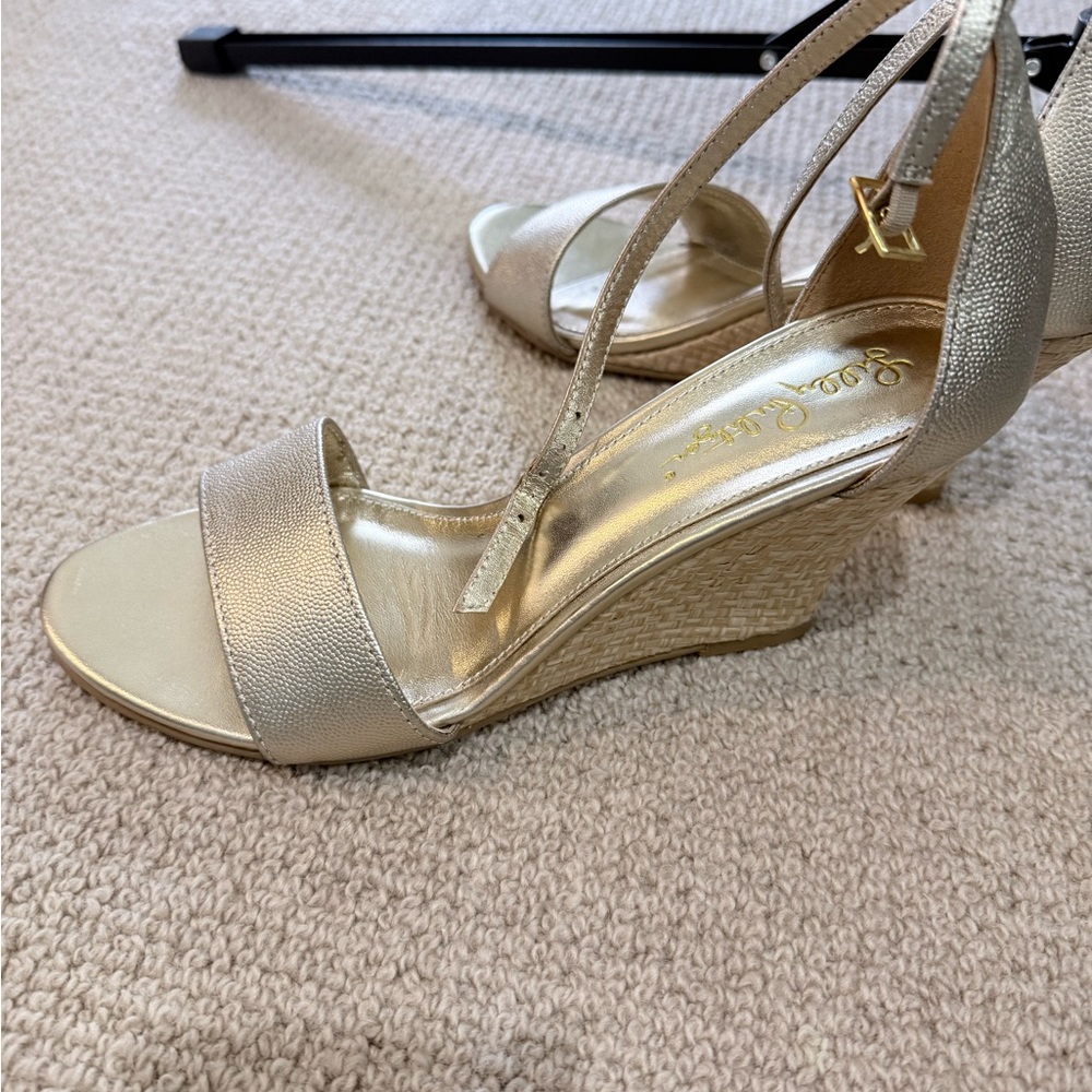 Lily Pulitzer Elegant Gold Wedge Sandals